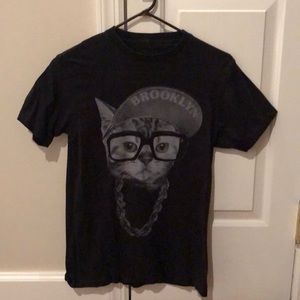 Brooklyn Hipster Cat T-Shirt Mens Small